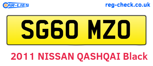 SG60MZO are the vehicle registration plates.