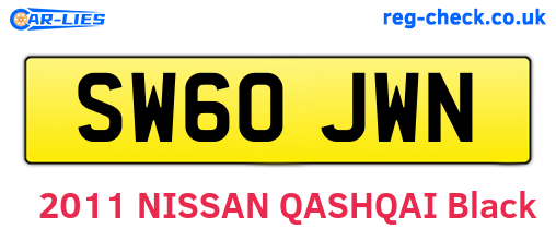 SW60JWN are the vehicle registration plates.