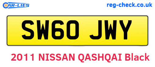 SW60JWY are the vehicle registration plates.