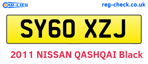 SY60XZJ are the vehicle registration plates.