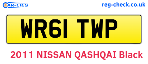 WR61TWP are the vehicle registration plates.