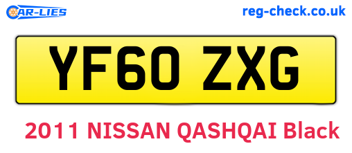 YF60ZXG are the vehicle registration plates.