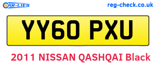 YY60PXU are the vehicle registration plates.