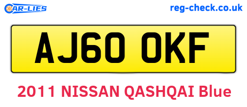 AJ60OKF are the vehicle registration plates.