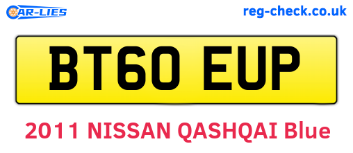BT60EUP are the vehicle registration plates.