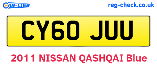 CY60JUU are the vehicle registration plates.