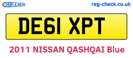 DE61XPT are the vehicle registration plates.