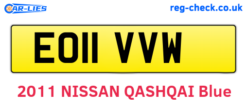 EO11VVW are the vehicle registration plates.