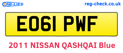 EO61PWF are the vehicle registration plates.