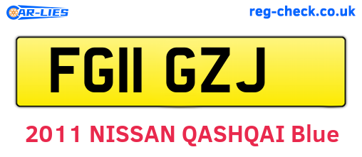 FG11GZJ are the vehicle registration plates.