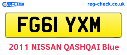 FG61YXM are the vehicle registration plates.