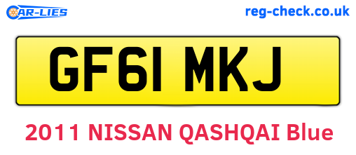 GF61MKJ are the vehicle registration plates.