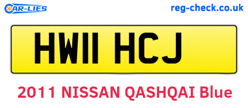 HW11HCJ are the vehicle registration plates.