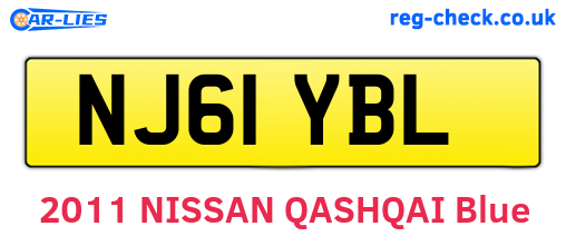 NJ61YBL are the vehicle registration plates.
