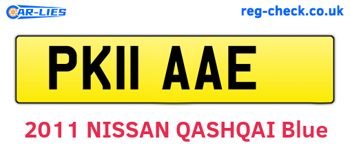 PK11AAE are the vehicle registration plates.