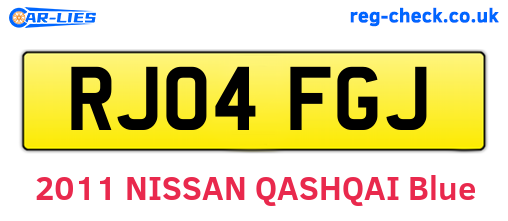 RJ04FGJ are the vehicle registration plates.