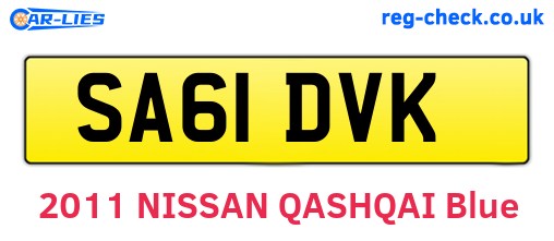 SA61DVK are the vehicle registration plates.