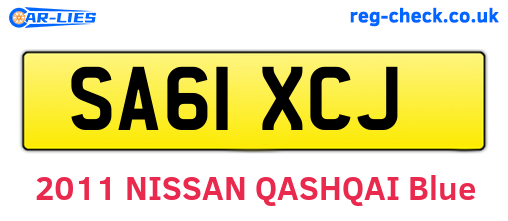 SA61XCJ are the vehicle registration plates.