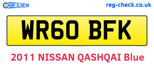 WR60BFK are the vehicle registration plates.