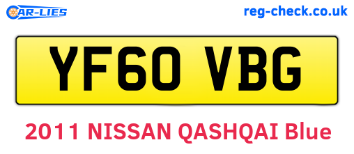 YF60VBG are the vehicle registration plates.