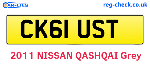 CK61UST are the vehicle registration plates.