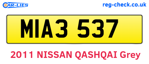 MIA3537 are the vehicle registration plates.