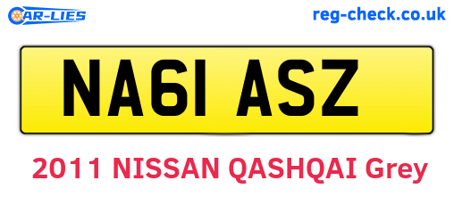 NA61ASZ are the vehicle registration plates.