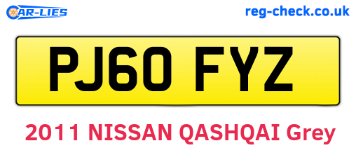 PJ60FYZ are the vehicle registration plates.