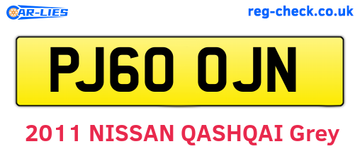PJ60OJN are the vehicle registration plates.