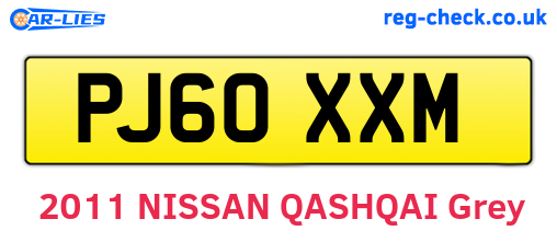 PJ60XXM are the vehicle registration plates.