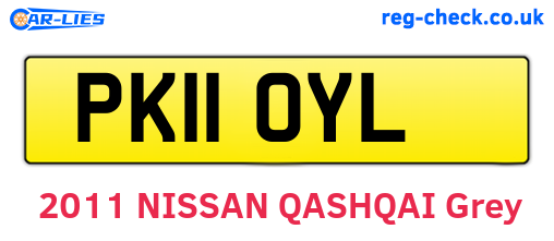 PK11OYL are the vehicle registration plates.