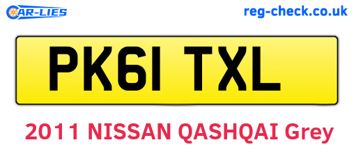 PK61TXL are the vehicle registration plates.