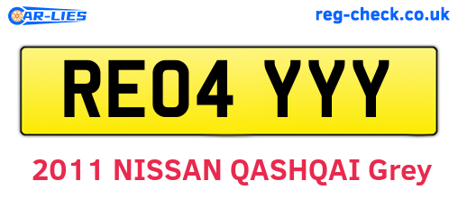 RE04YYY are the vehicle registration plates.