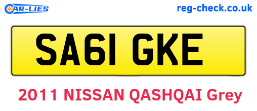 SA61GKE are the vehicle registration plates.