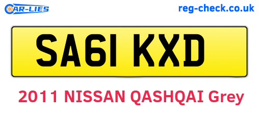 SA61KXD are the vehicle registration plates.