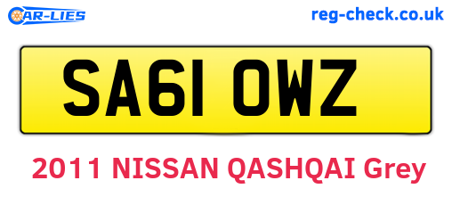 SA61OWZ are the vehicle registration plates.