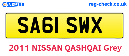 SA61SWX are the vehicle registration plates.