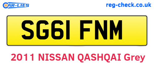 SG61FNM are the vehicle registration plates.