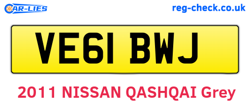 VE61BWJ are the vehicle registration plates.