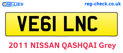 VE61LNC are the vehicle registration plates.