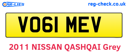 VO61MEV are the vehicle registration plates.