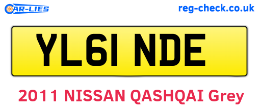 YL61NDE are the vehicle registration plates.
