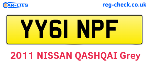YY61NPF are the vehicle registration plates.