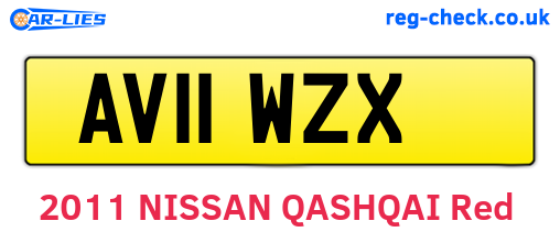AV11WZX are the vehicle registration plates.