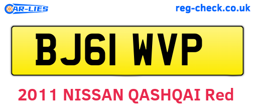 BJ61WVP are the vehicle registration plates.