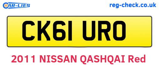 CK61URO are the vehicle registration plates.