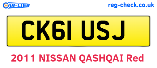 CK61USJ are the vehicle registration plates.