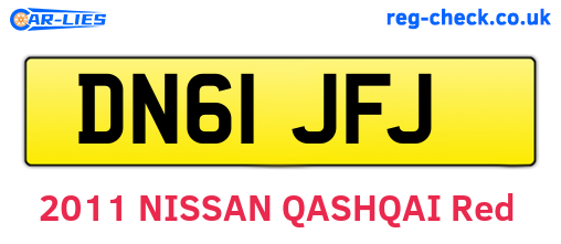 DN61JFJ are the vehicle registration plates.