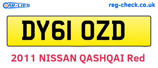 DY61OZD are the vehicle registration plates.
