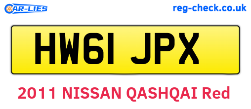 HW61JPX are the vehicle registration plates.